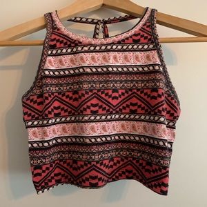 Red tribal crop top